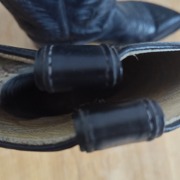 Vintage - Black leather Cowboy boots 'Justin' Very Good condition. Leather sole. - Picture 11 of 16